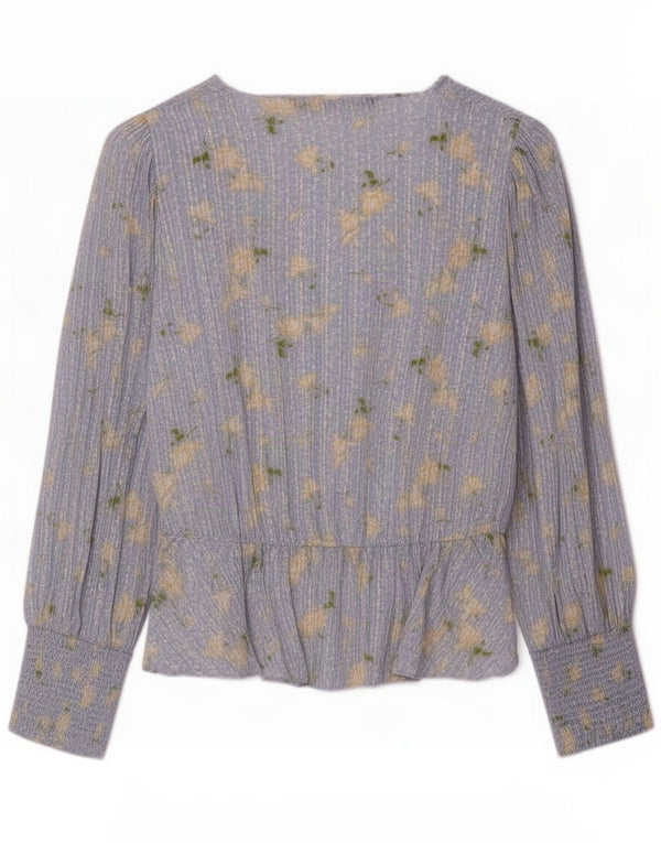 Zara Femme Chemisier Top UK 6 XS Bleu Floral
