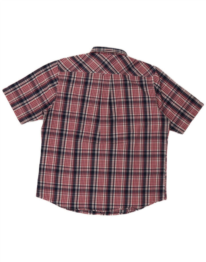 James Pringle Chemise à manches courtes pour homme en polyester à grands carreaux rouges