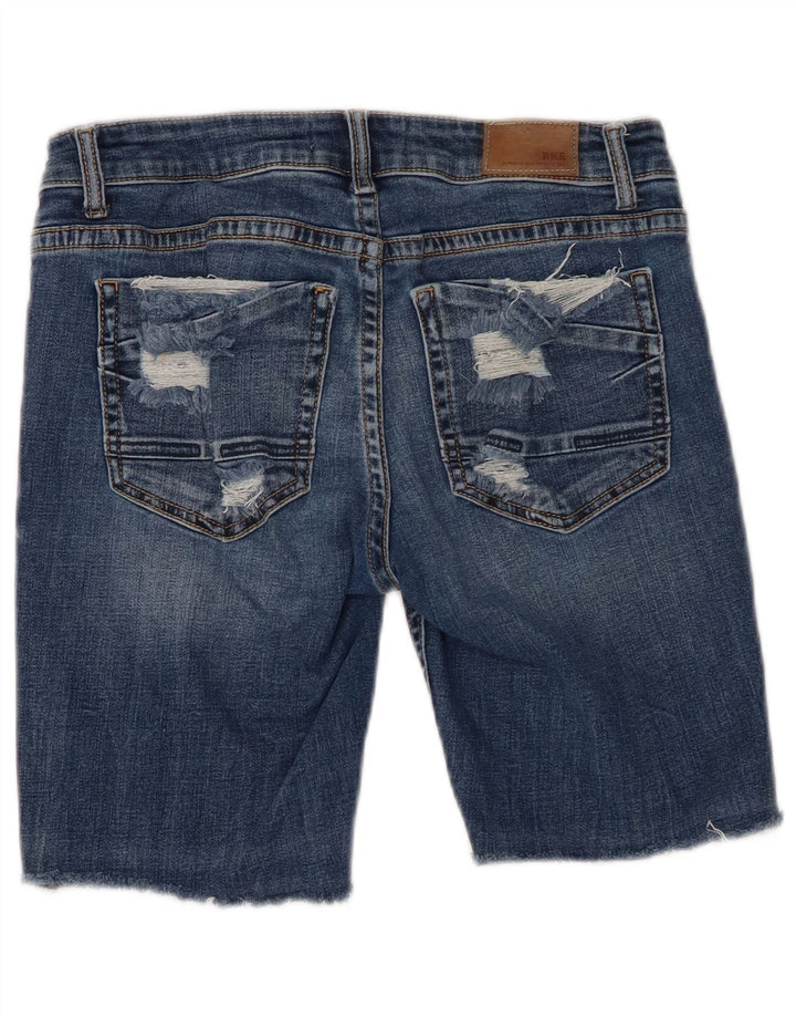 BKE Femmes Stella Taille Basse Denim Déchiré Short W28 Bleu Moyen Coton