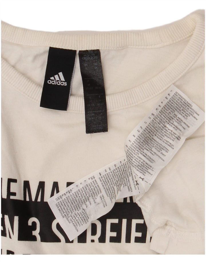 Adidas T-shirt graphique pour femme UK 12/14 en coton blanc moyen