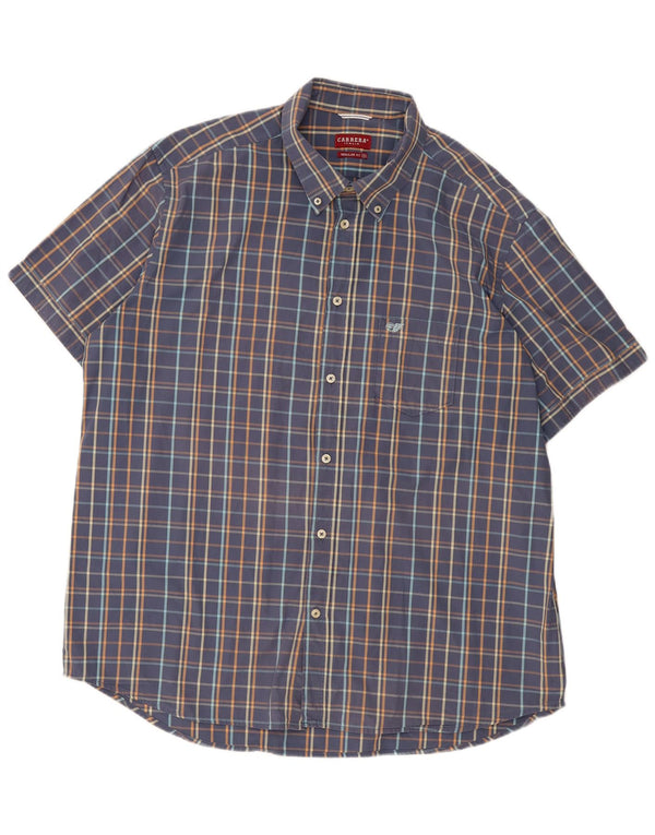 Carrera Chemise à manches courtes pour homme Coupe régulière 3XL Bleu à carreaux en coton