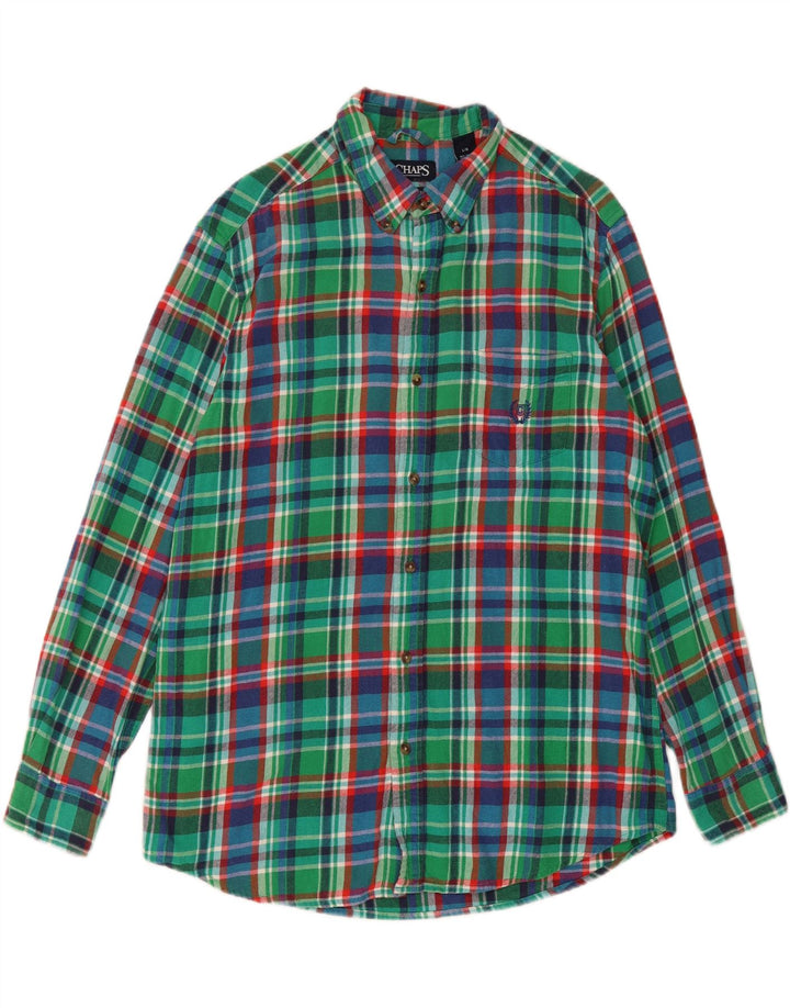 CHAPS Mens Flannel Shirt Large Green Check Cotton Vintage Chaps and Second-Hand Chaps from Messina Hembry 