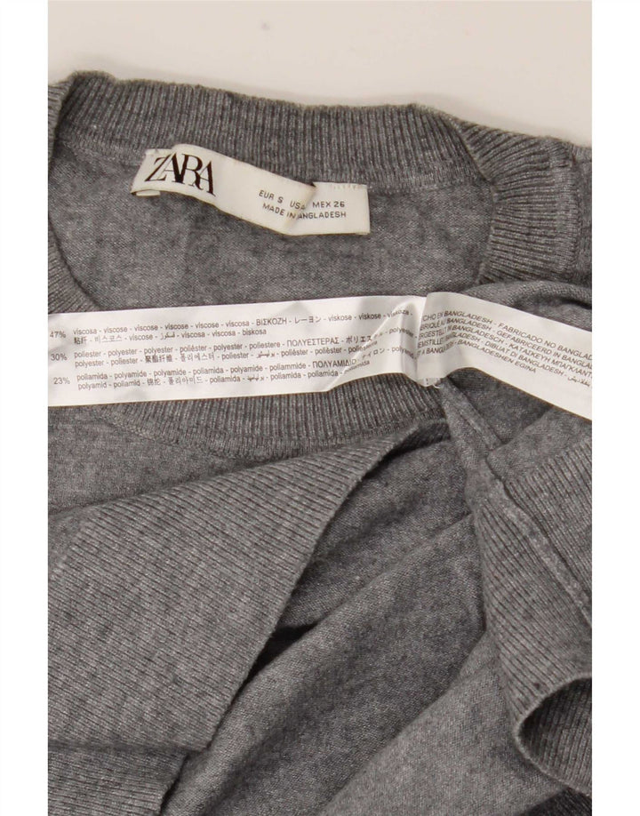 Zara Pull à col rond pour homme Petit Gris Viscose