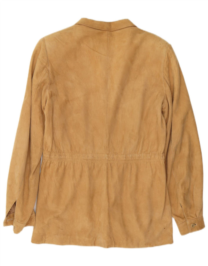 veste en daim femme vintage IT 46 Grand cuir beige