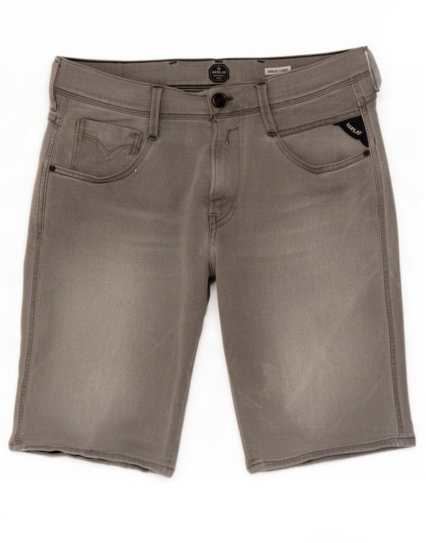 Replay Short Anbass Denim W32 Homme Gris Moyen Coton