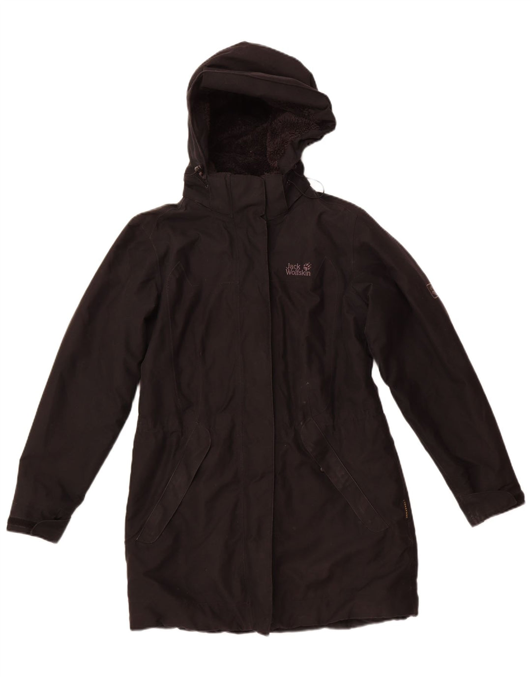 JACK WOLFSKIN Veste coupe-vent à capuche pour femme UK 12/14 Medium Noir