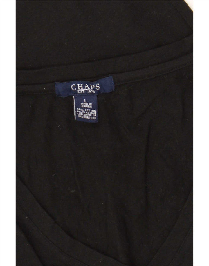 Chaps T-Shirt Femme Top UK 14 Large Noir Coton