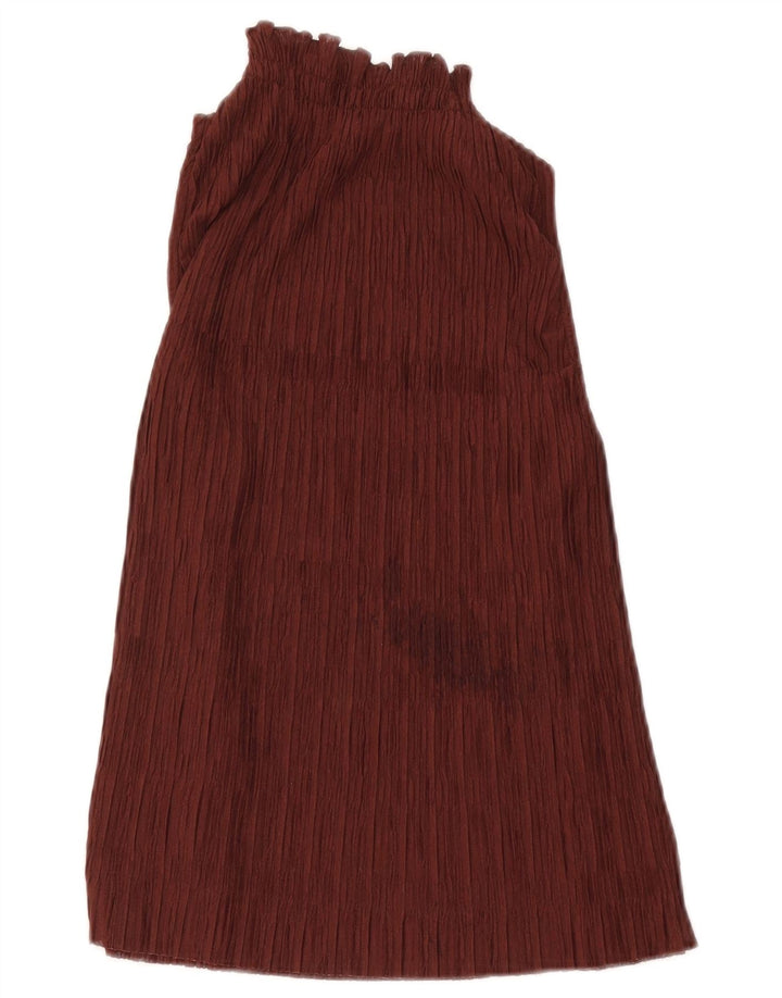 Zara Femme Haut Licou UK 10 Petit Bordeaux Polyester