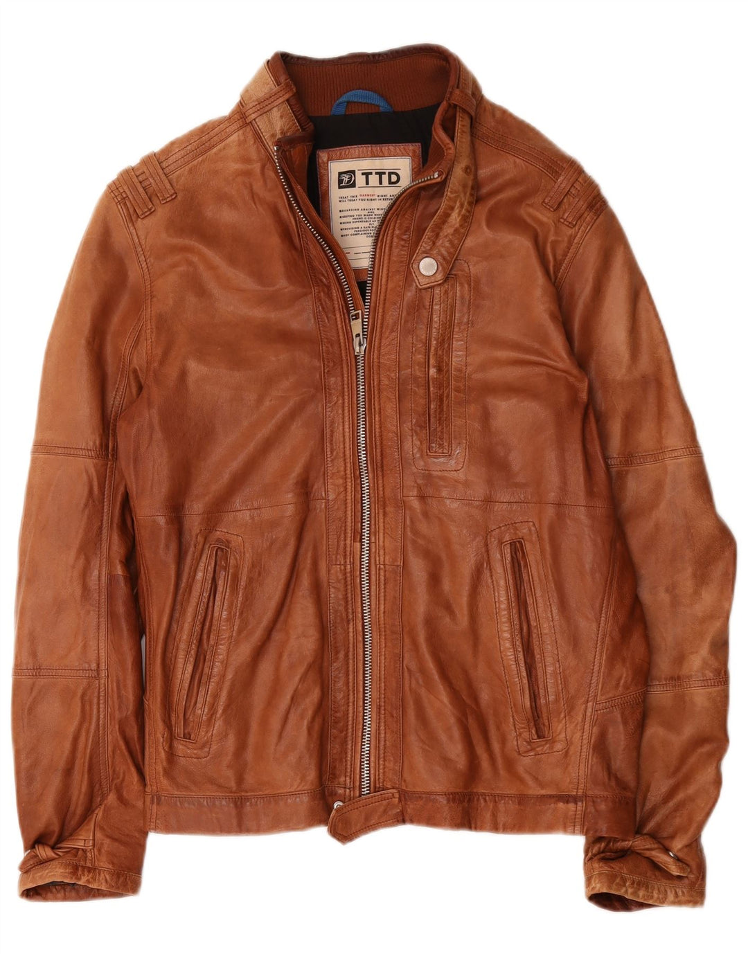 Tom Tailor Veste en cuir pour homme UK 40 Large Marron
