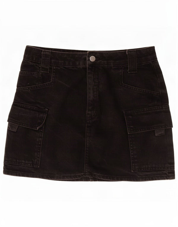 Topshop Mini jupe cargo en jean pour femme UK 10 Small W30 Coton noir