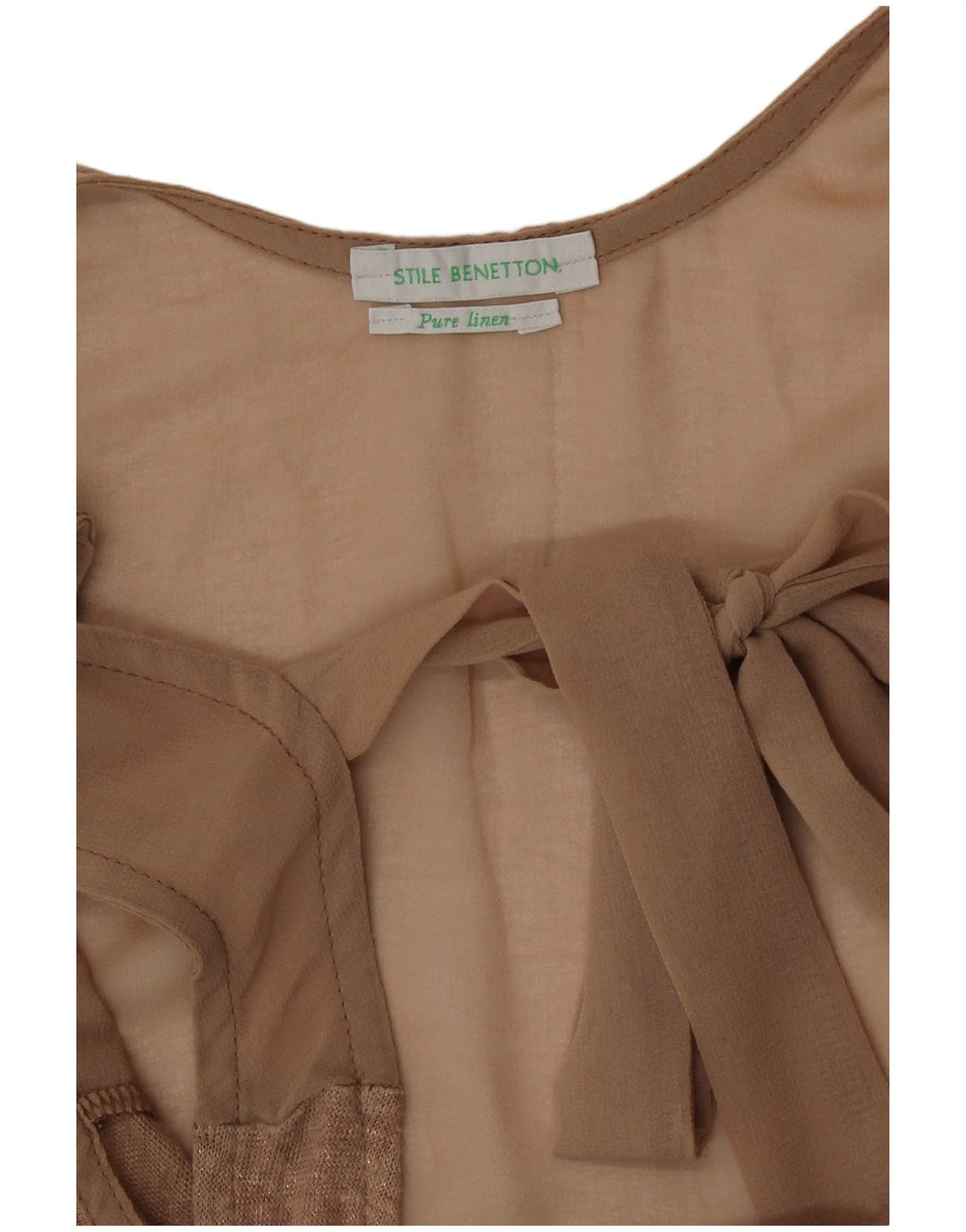 Benetton Débardeur Femme UK 12 Lin Beige Moyen