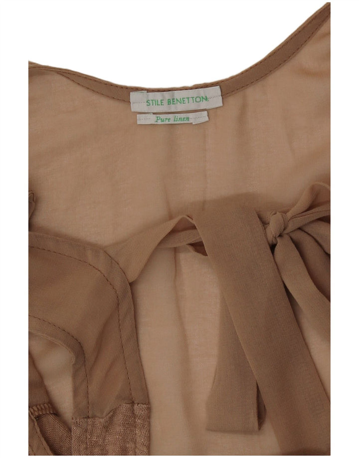 Benetton Débardeur Femme UK 12 Lin Beige Moyen