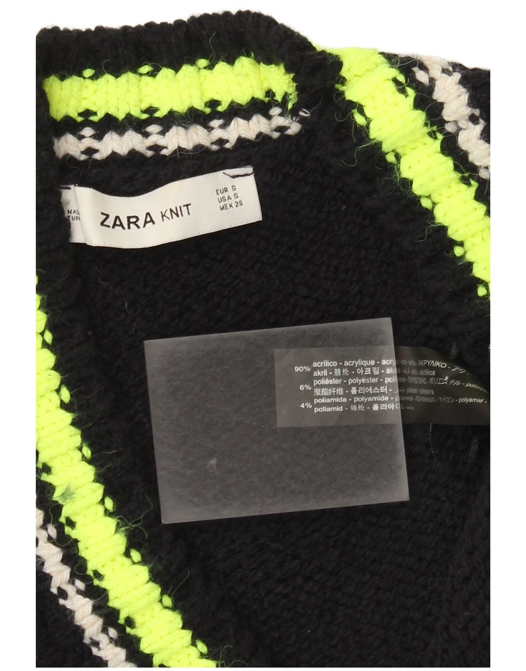 Zara Cardigan surdimensionné pour femme UK 10 Petit colorblock noir