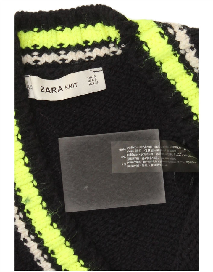 Zara Cardigan surdimensionné pour femme UK 10 Petit colorblock noir