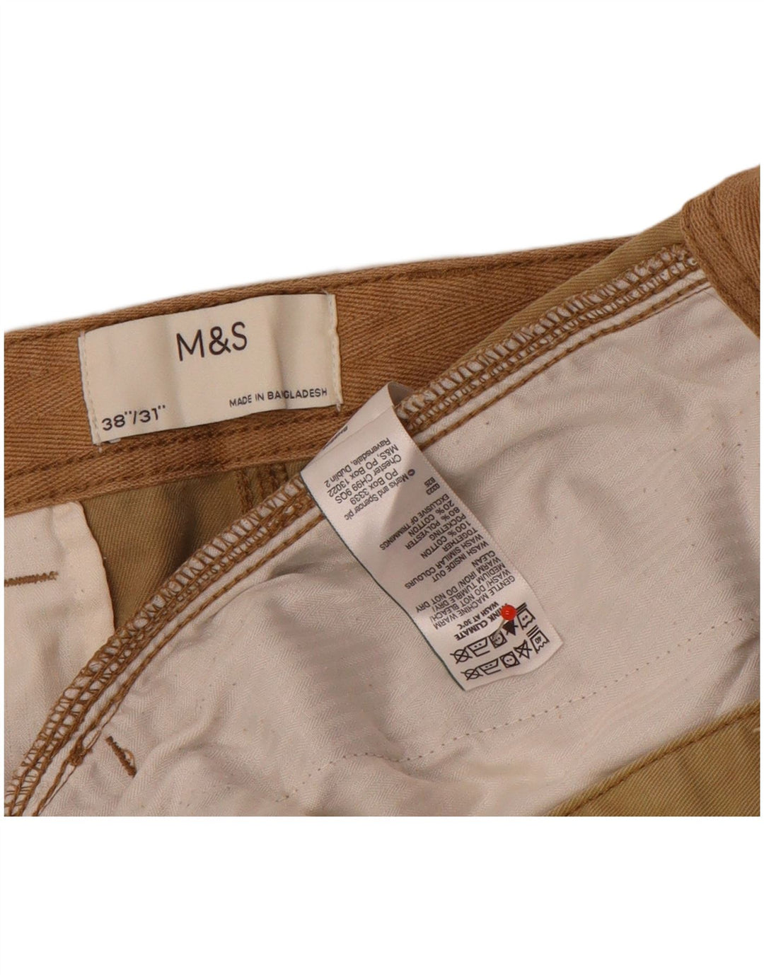 Marks & Spencer Pantalon cargo droit pour homme W38 L31 Marron Coton