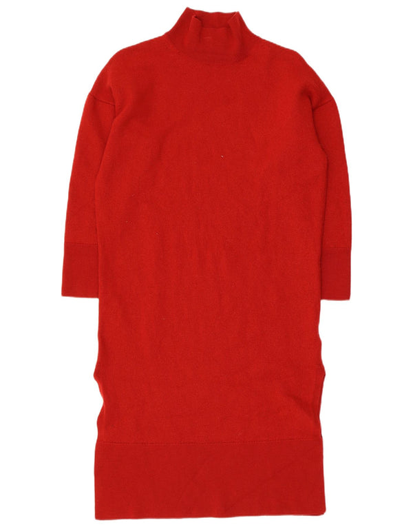 Cos Robe pull surdimensionnée à manches 3/4 pour femme UK 10 Petite laine rouge