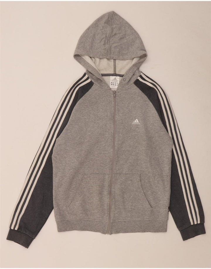 Adidas Pull à capuche zippé pour homme en coton moucheté gris moyen