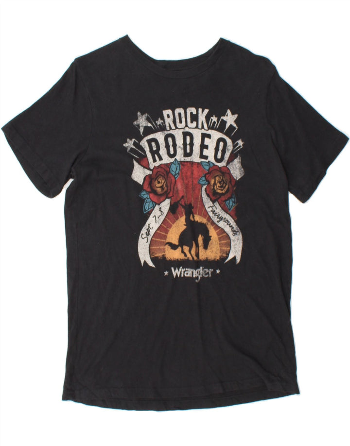 WRANGLER Mens Graphic T-Shirt Top Small  Black Cotton Vintage Wrangler and Second-Hand Wrangler from Messina Hembry 
