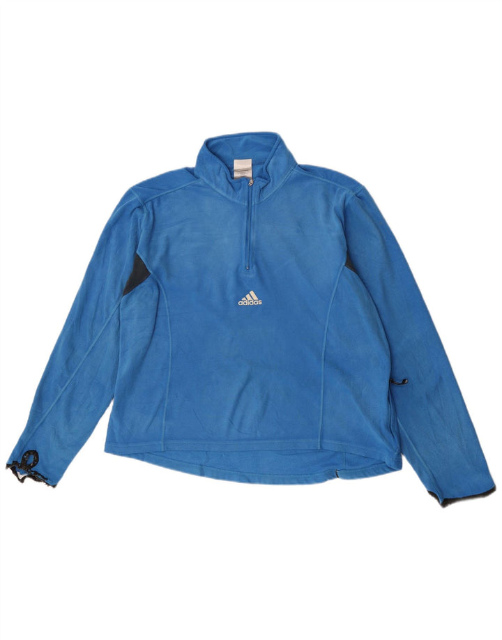 Adidas Femme Coupe ample Col zippé Haut à manches longues Bleu moyen Polyester