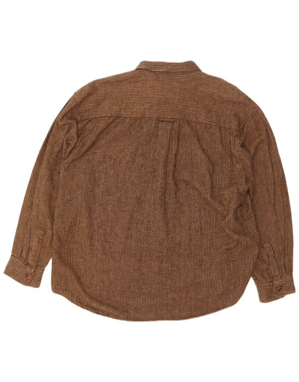 Chaser Chemise en flanelle pour homme Taille 16 Grand coton rayé marron