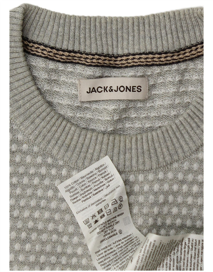 Jack & Jones Pull Col Ras-du-Cou Homme Gris Moyen Taché