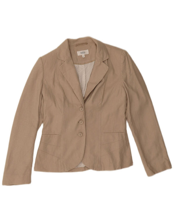 Marks & Spencer Veste blazer à 3 boutons pour femme UK 8 Small Beige Polyester