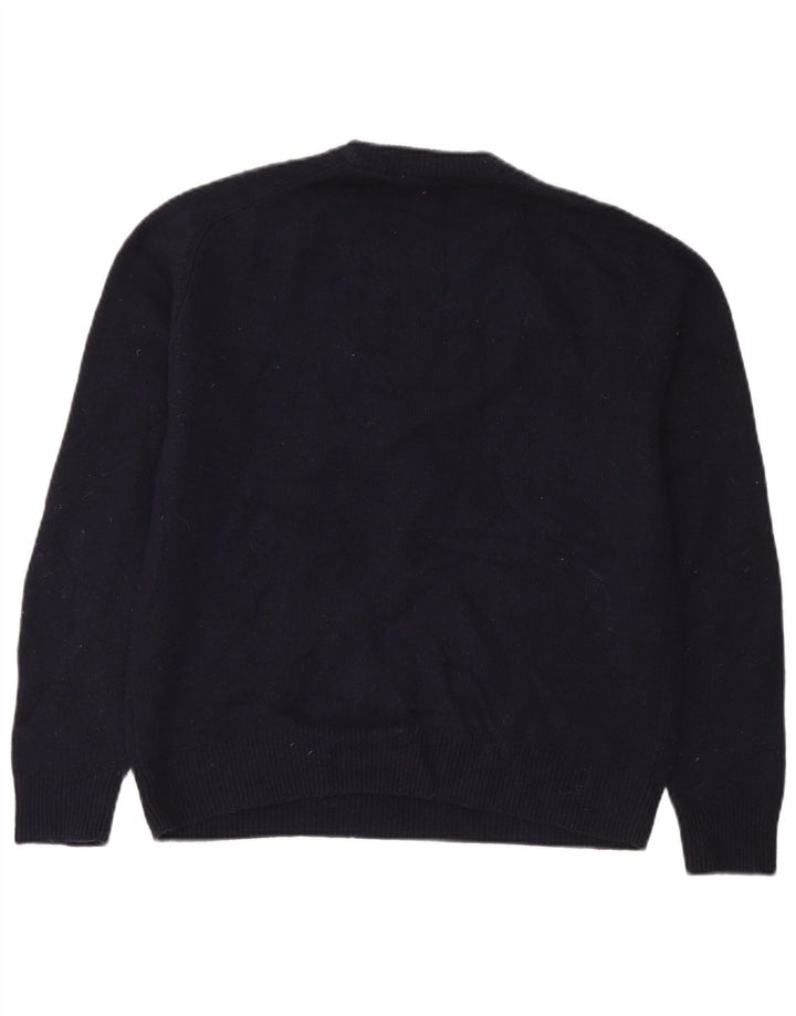 John Lewis Pull à col rond pour homme en laine d'agneau bleu marine Taille L