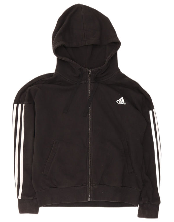 Adidas Pull à capuche zippé pour femme UK 16/18 Grand coton noir