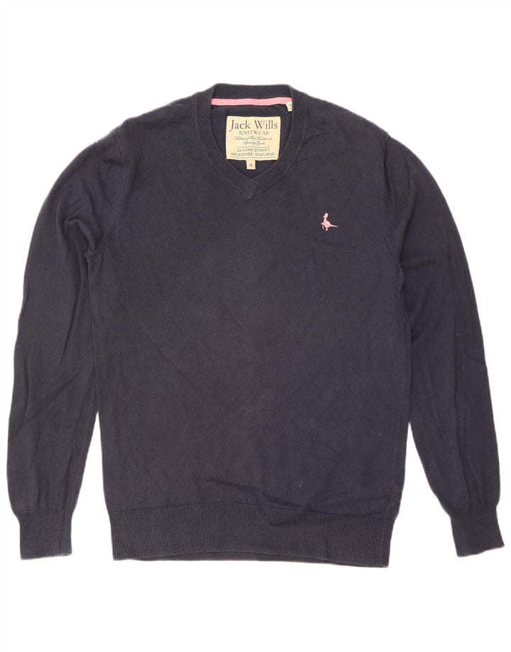 JACK WILLS Pull Col V Homme Bleu Marine Moyen Coton