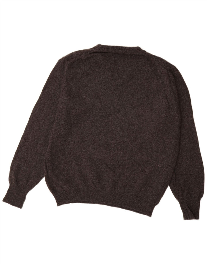 Marks & Spencer Pull col V pour homme en laine d'agneau mouchetée gris moyen