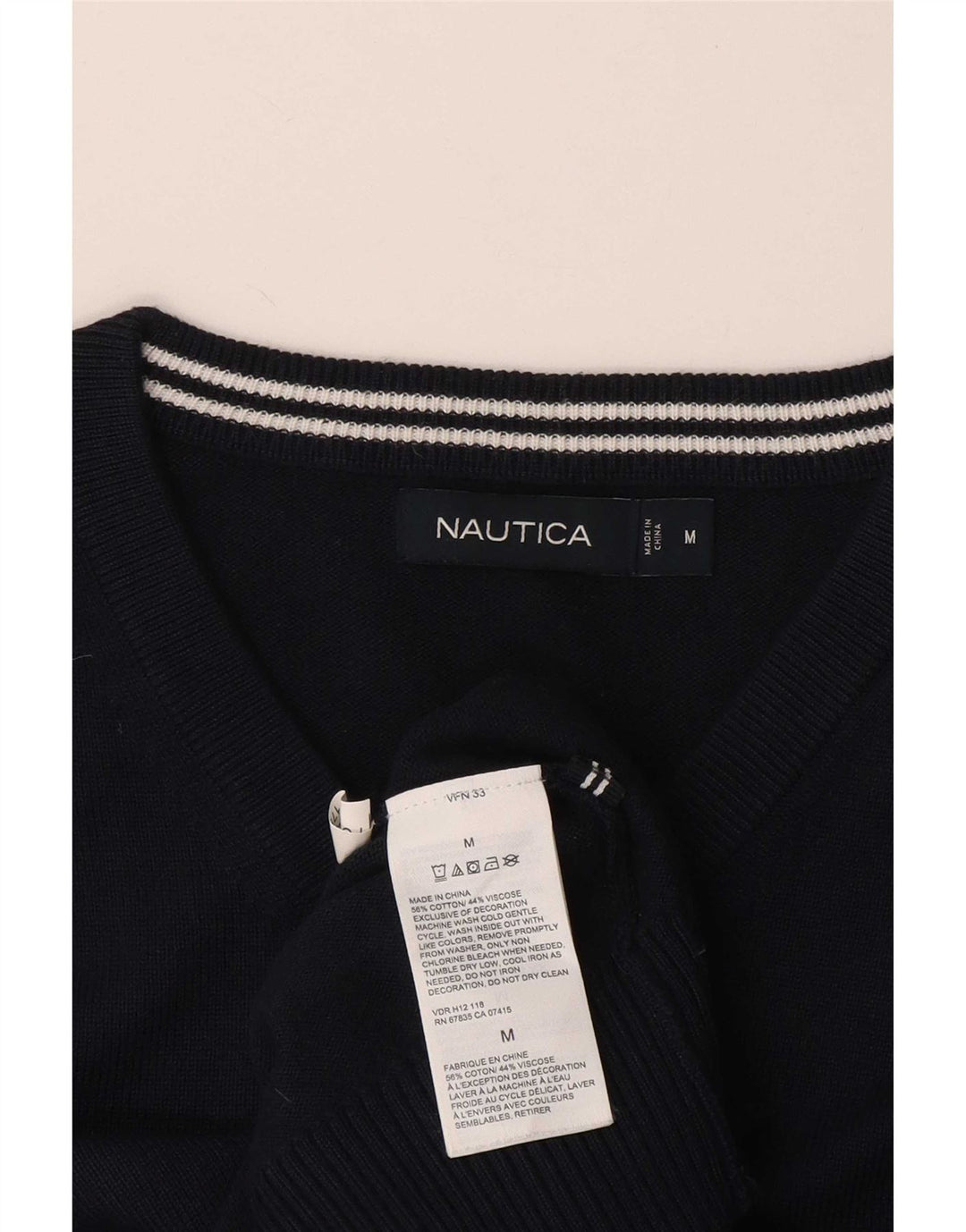 Nautica Pull col V Homme Bleu Marine Moyen Coton