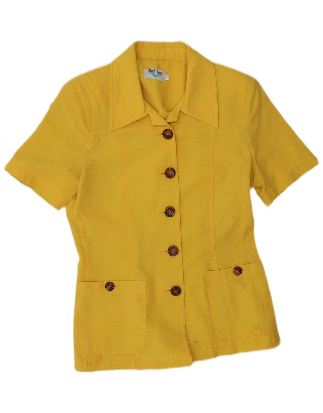 VINTAGE Veste blazer à manches courtes pour femme à 5 boutons IT 44 Jaune moyen