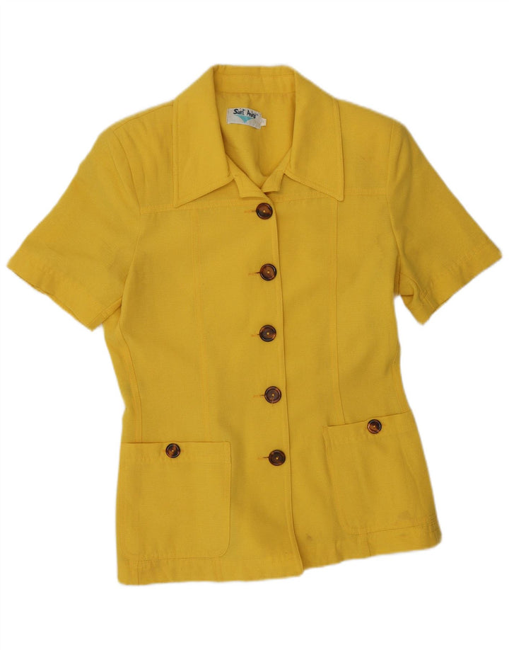 VINTAGE Veste blazer à manches courtes pour femme à 5 boutons IT 44 Jaune moyen