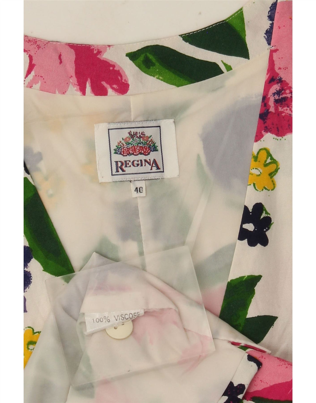Regina Gilet Femme EU 40 Moyen Blanc Floral Viscose