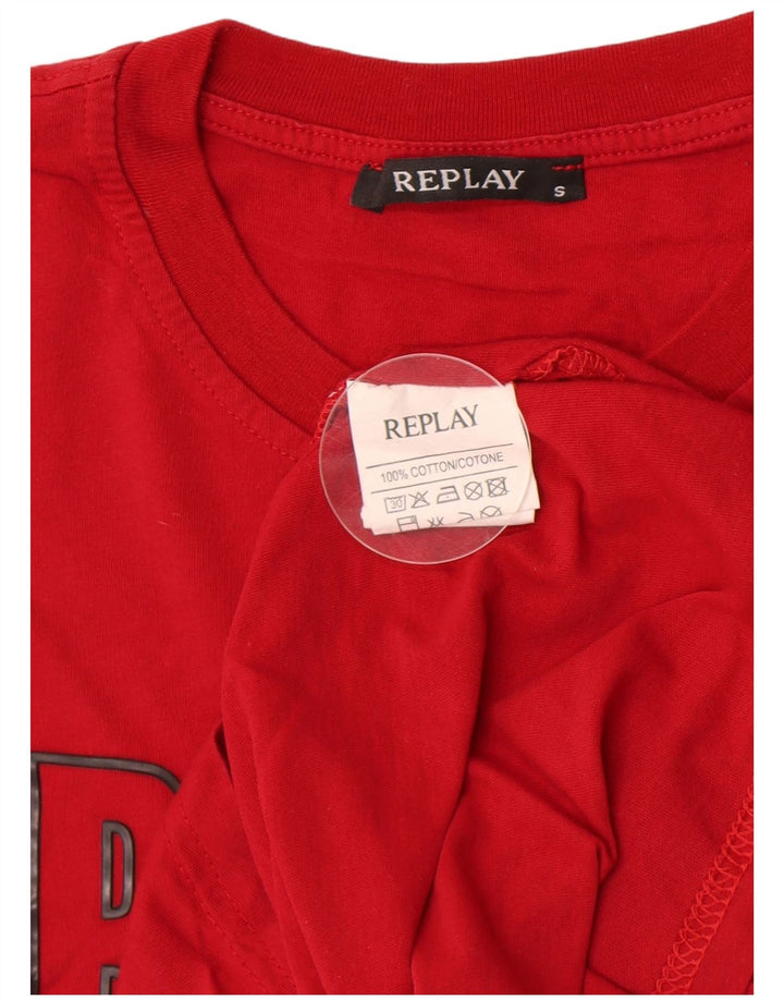 Replay T-Shirt Graphique Homme Petit Rouge Coton