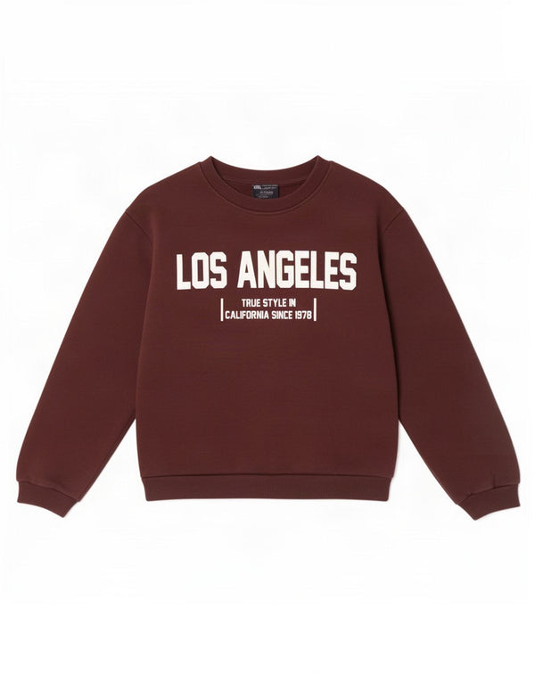 Zara Womens Graphic Sweatshirt Jumper UK 10 Petit Coton Marron