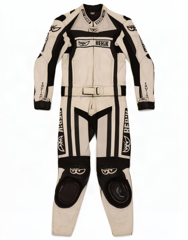 Berik Ensemble 2 pièces graphique moto pour homme IT 48 Medium W30 L27 Blanc