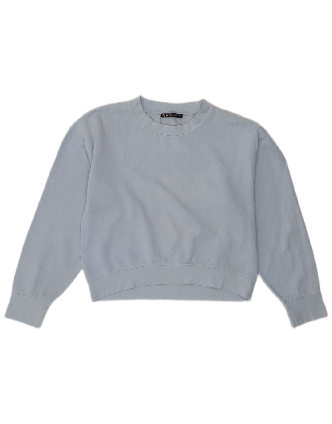 Zara Womens Crop Oversize Sweatshirt Jumper UK 10 Petit Bleu Polyester