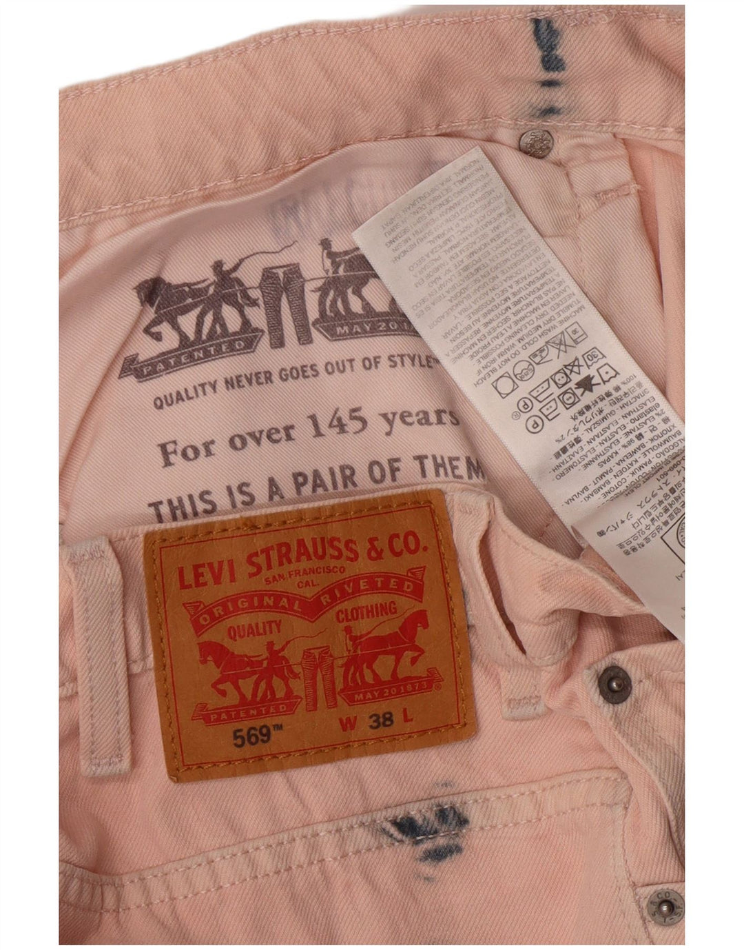 LEVI'S Short en Jean 569 Homme W38 XL Rose Tie Dye Coton