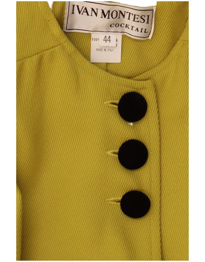 vintage Femme Manteau surdimensionné IT 44 Laine Jaune Moyen