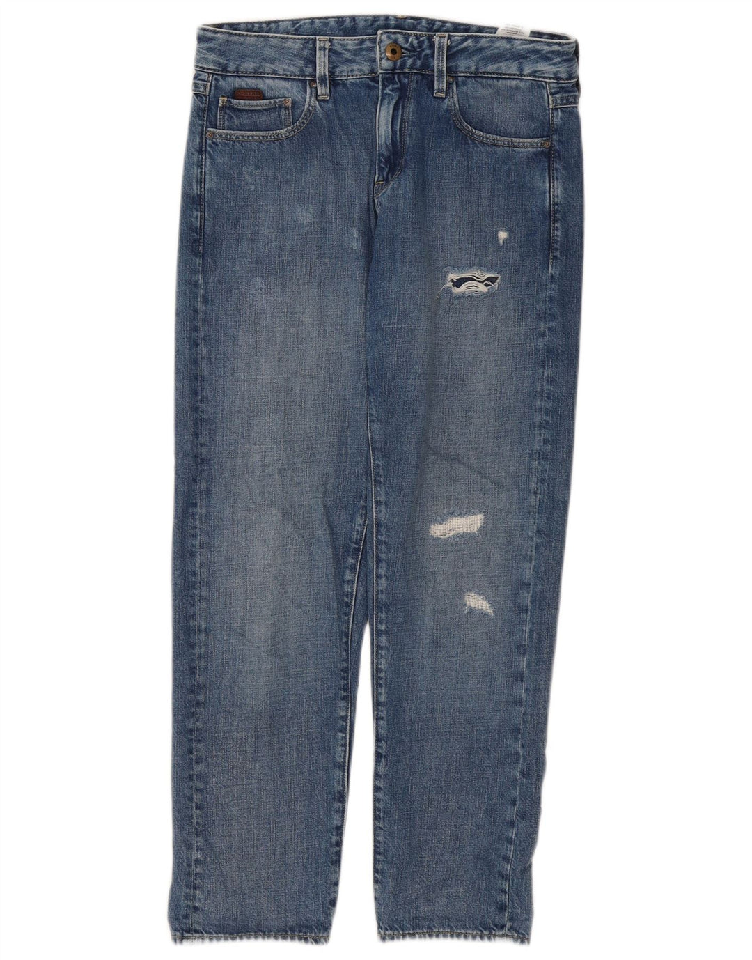 Jeans droits délavés pour femmes G-Star W24 L30 Bleu Coton