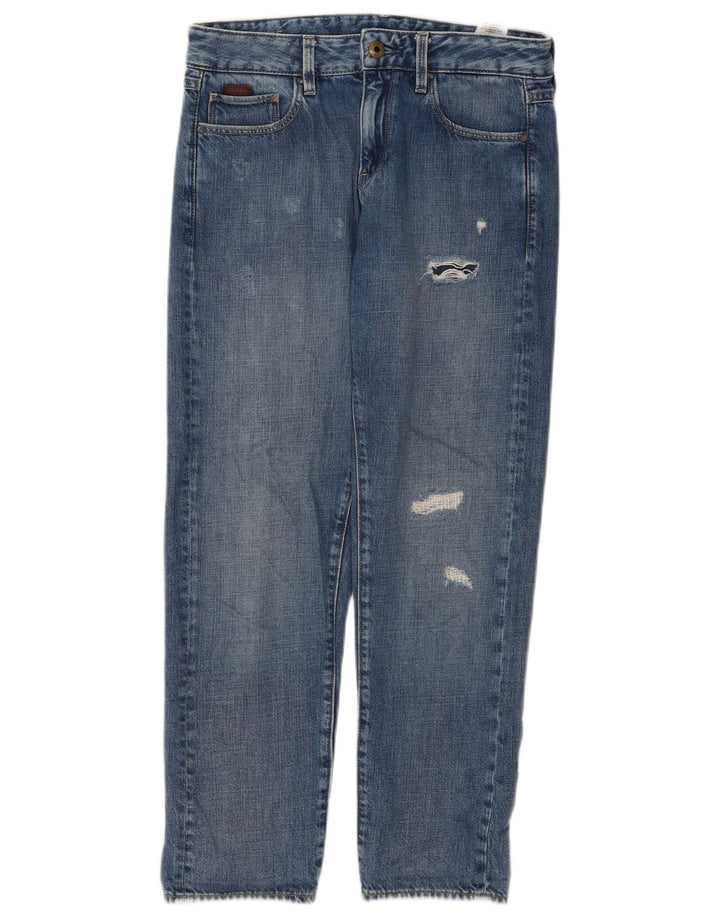 Jeans droits délavés pour femmes G-Star W24 L30 Bleu Coton