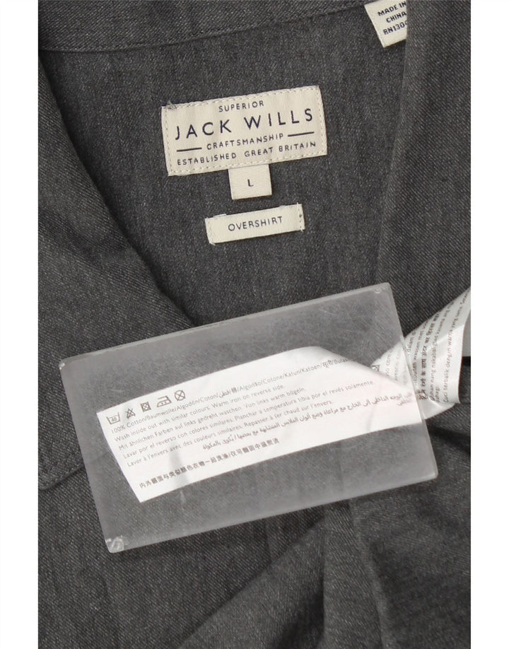 Jack Wills Chemise surchemise pour homme Large en coton gris
