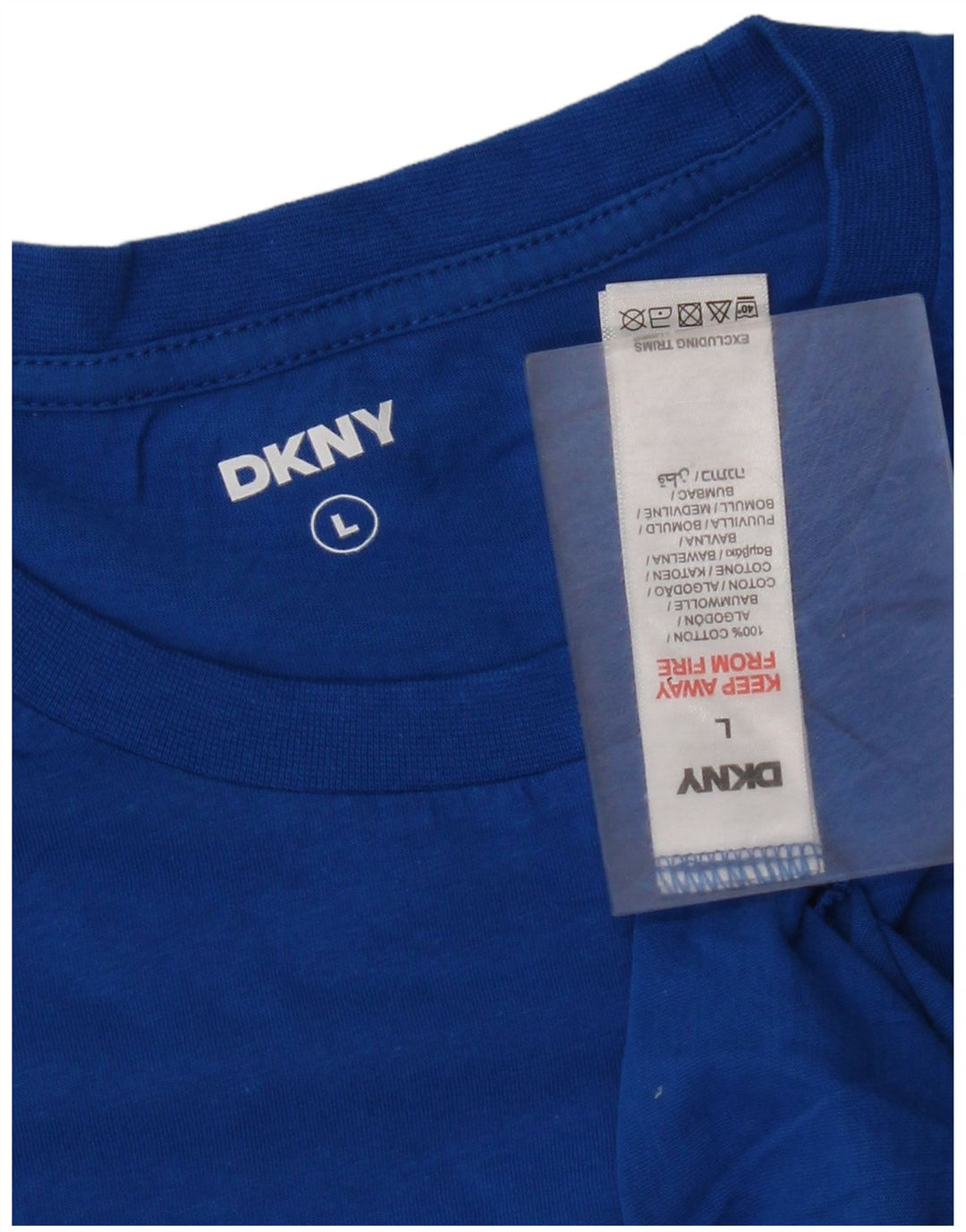 Dkny T-Shirt Femme Top UK 14 Grand Bleu Coton