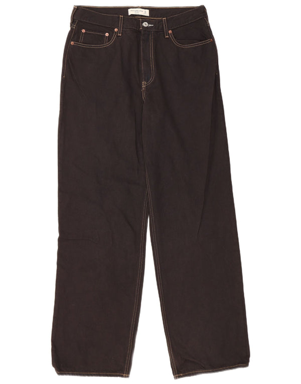 Abercrombie & Fitch Jean ample taille haute pour femme US 10 Large W30 L32 Noir