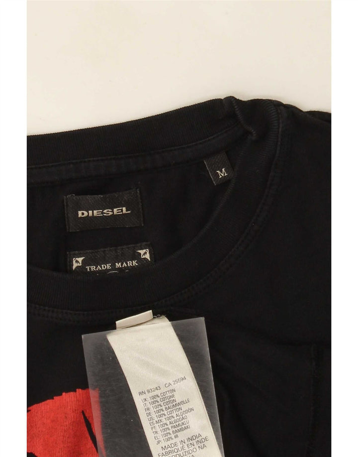 Diesel T-Shirt Graphique Homme Noir Moyen Coton