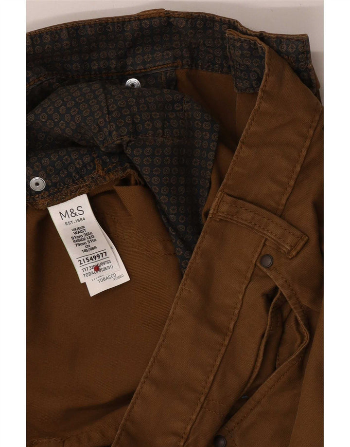 Marks & Spencer Pantalon décontracté régulier pour homme W36 L31 Marron Coton