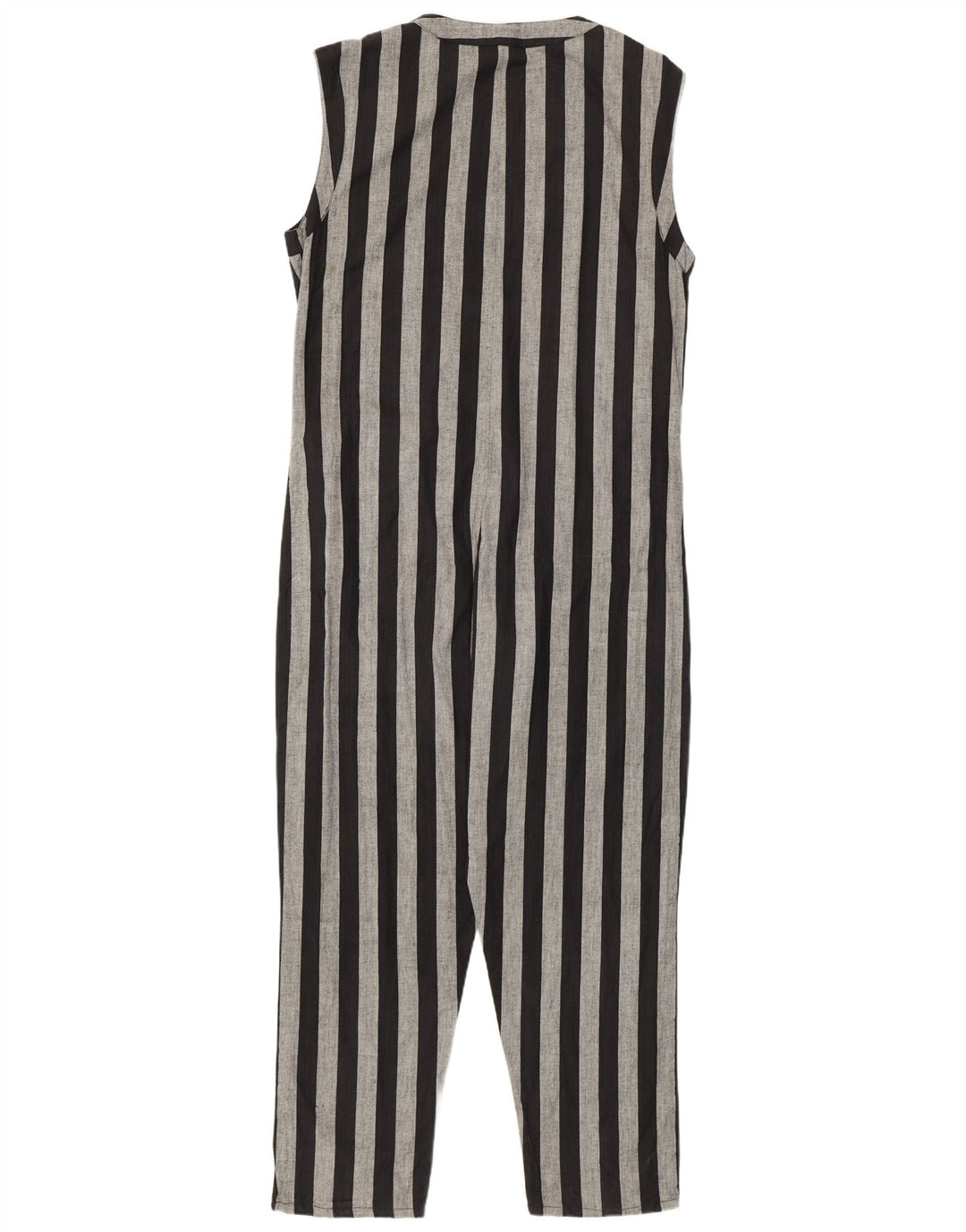 vintage Femme Combinaison sans manches UK 14 Moyen Noir Rayé