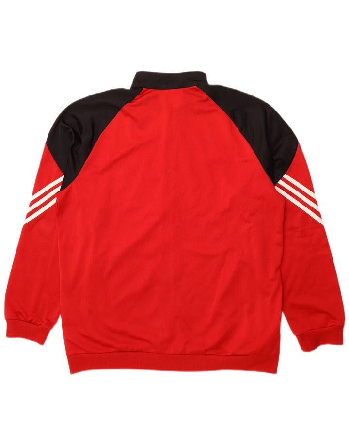 ADIDAS Mens Tracksuit Top Jacket XL Red Colourblock Polyester
