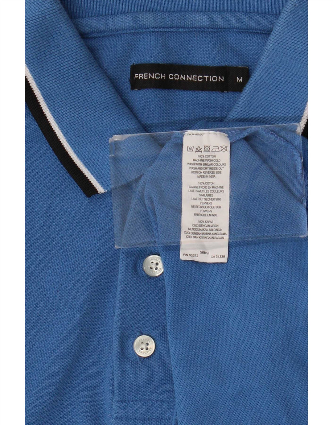 French Connection Polo Homme Bleu Moyen Rayé Coton